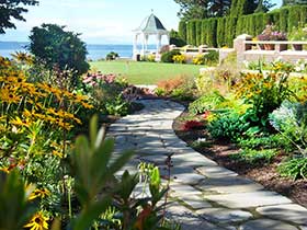 The southern facing bluestone walkway in late Summer